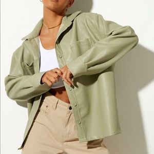 BNWT Sage Green Motel Rocks pleather shacket